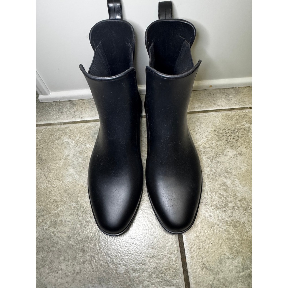 Black Ankle Rain Boots Women Chelsea Style Waterproof Pull On